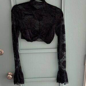 Elegant Black Lace Crop Top